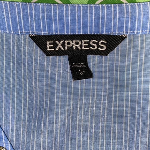 Blue & White Striped Lacey Express Top Size Large - Picture 6 of 7